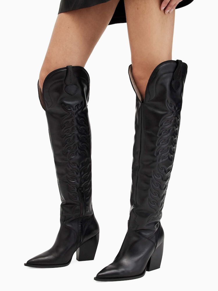 AllSaints Black Roxanne Boots - Image 1 of 7