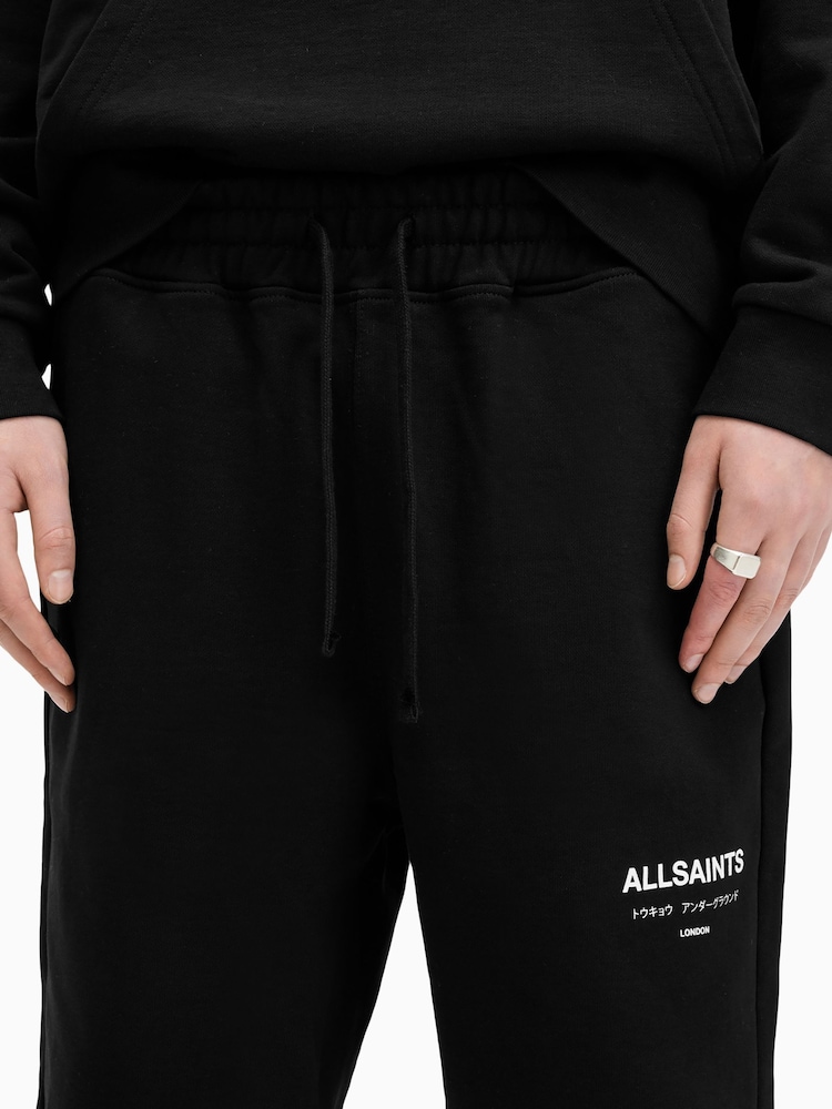 AllSaints Black Underground 100% Cotton Sweat Shorts - Image 3 of 7