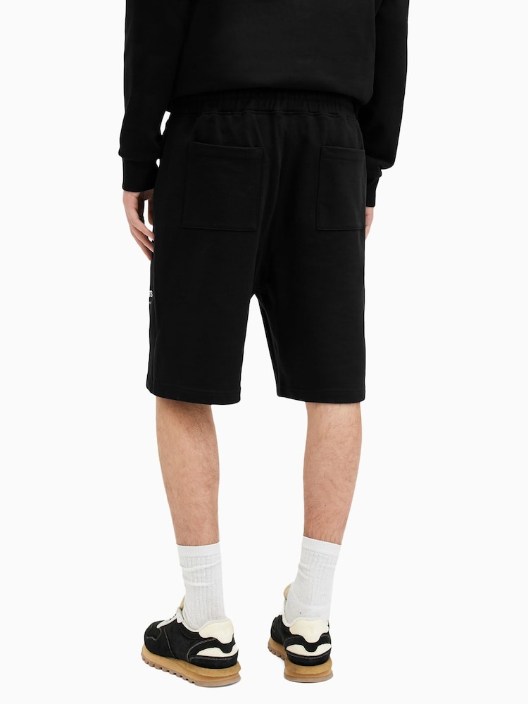 AllSaints Black Underground 100% Cotton Sweat Shorts - Image 4 of 7