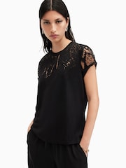 Negro - AllSaints Anna Snake Print T-Shirt - Imagen 1 de 7