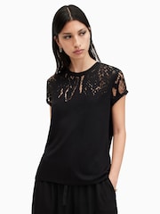 Negro - AllSaints Anna Snake Print T-Shirt - Imagen 5 de 7