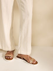 Pink Suede Standard/Wide Fit Motionflex Cross Strap Flatform Sandals - Image 2 of 8