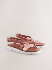 Pink Suede Standard/Wide Fit Motionflex Cross Strap Flatform Sandals - Image 5 of 8