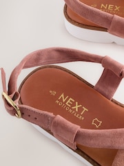 Pink Suede Standard/Wide Fit Motionflex Cross Strap Flatform Sandals - Image 8 of 8