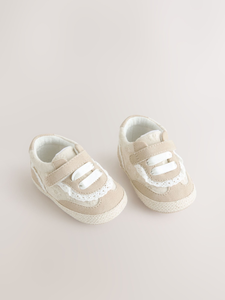 Neutral Embroidery Baby Trainers (0-24mths) - Image 1 of 5