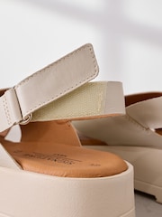 Cream Leather Signature Cross Strap Chunky Flatform Sandals - Image 6 of 10