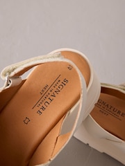 Cream Leather Signature Cross Strap Chunky Flatform Sandals - Image 7 of 10