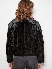 Monsoon Blue Violet Velvet Bomber Jacket - Image 3 of 4