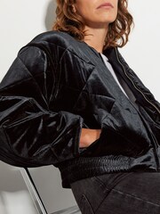 Monsoon Blue Violet Velvet Bomber Jacket - Image 4 of 4