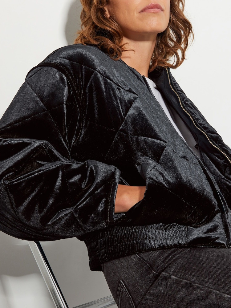 Monsoon Blue Violet Velvet Bomber Jacket - Image 4 of 4