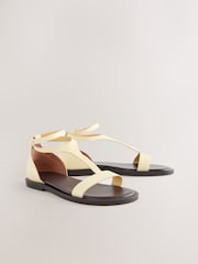 Buttermilk Yellow Leather Standard/Wide Fit Forever Comfort® T-bar Strappy Sandals - Image 2 of 5