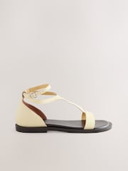 Buttermilk Yellow Leather Standard/Wide Fit Forever Comfort® T-bar Strappy Sandals - Image 3 of 5