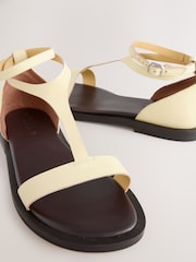 Buttermilk Yellow Leather Standard/Wide Fit Forever Comfort® T-bar Strappy Sandals - Image 5 of 5