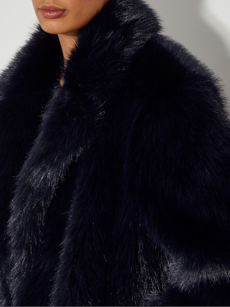 Monsoon Blue Camille Faux Fur Coat - Image 2 of 4