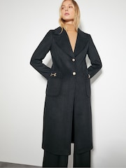 Monsoon Black Fleur Military Longline Coat - Image 1 of 5