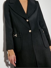 Monsoon Black Fleur Military Longline Coat - Image 4 of 5