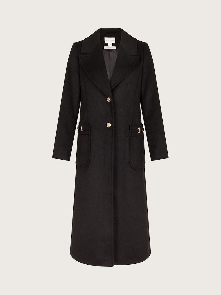 Monsoon Black Fleur Military Longline Coat - Image 5 of 5