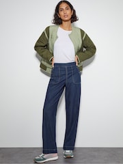 Monsoon Blue Harper Regular High Waist Wide Leg 100% Cotton Jeans - Image 1 of 5