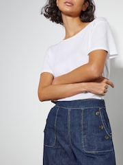 Monsoon Blue Harper Regular High Waist Wide Leg 100% Cotton Jeans - Image 3 of 5