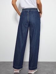 Monsoon Blue Harper Regular High Waist Wide Leg 100% Cotton Jeans - Image 4 of 5