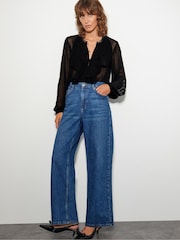 Monsoon Black Saskia Stud Ruffle Blouse - Image 1 of 4