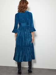 Monsoon Blue Mabel V-Front Crushed Velvet Midi Dress - Image 3 of 3