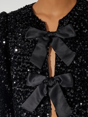 Monsoon Black Belinda Bow Sequin Jacket - Image 3 of 4