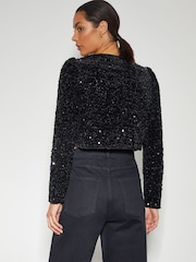 Monsoon Black Belinda Bow Sequin Jacket - Image 4 of 4