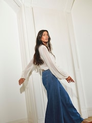 Monsoon Natural Saskia Stud Ruffle Blouse - Image 2 of 8