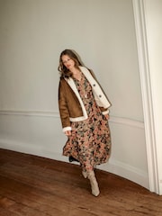 Monsoon Natural Jojo Reversible Faux Shearling Jacket - Image 3 of 9