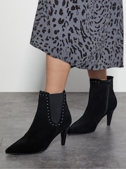 Monsoon Black Oriana Suede Stud Heeled Boots - Image 1 of 4