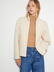 Monsoon Natural Jade Boucle Bomber Jacket - Image 1 of 6
