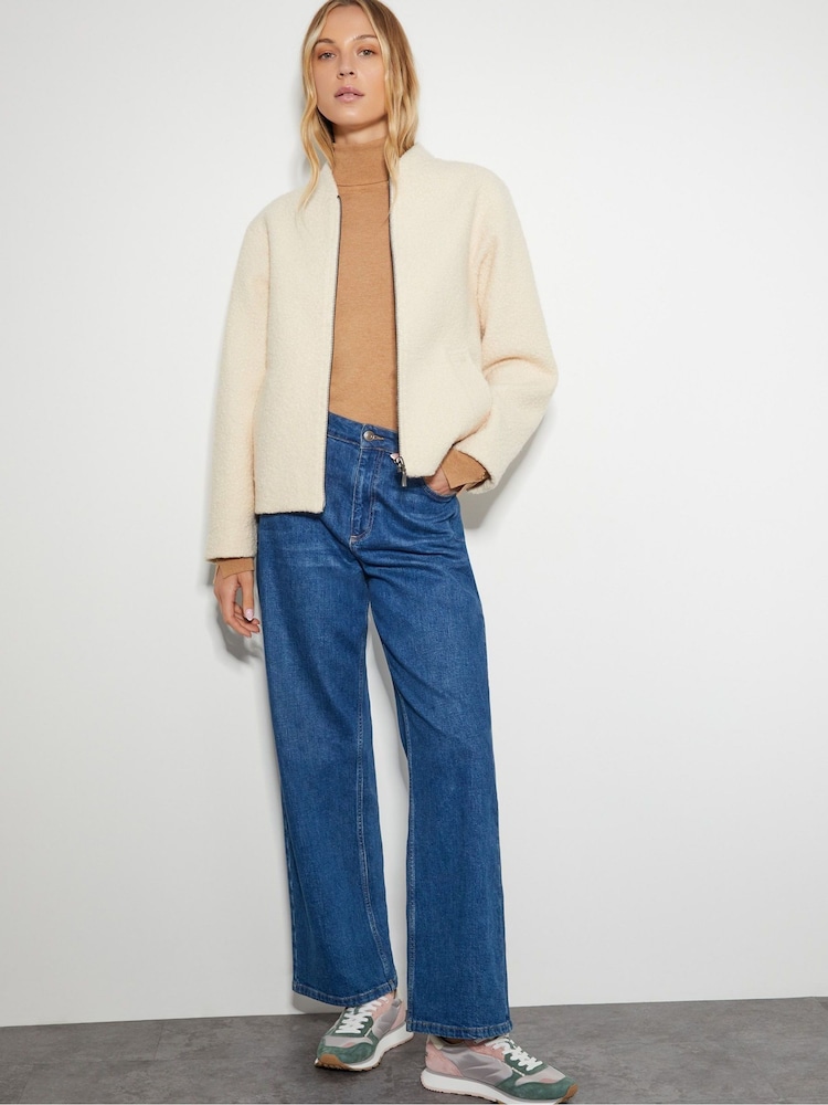 Monsoon Natural Jade Boucle Bomber Jacket - Image 2 of 6