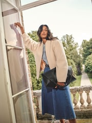 Monsoon Natural Jade Boucle Bomber Jacket - Image 5 of 6