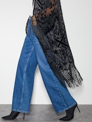 Monsoon Black Darcy Fringe Floral Devore Kimono - Image 4 of 4