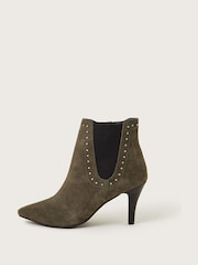 Verde - Monsoon Oriana Suede Stud Heeled Boots - Imagem 2 de 4