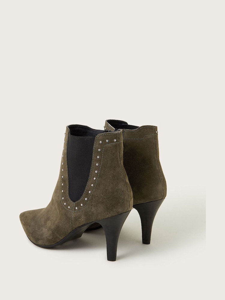 Verde - Monsoon Oriana Suede Stud Heeled Boots - Imagem 4 de 4