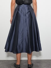 Monsoon Blue Tanya Taffeta Pleated Midi Skirt - Image 3 of 5
