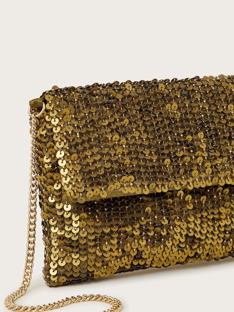 Monsoon Green Sofia Sequin Clutch Bag - Image 4 of 4