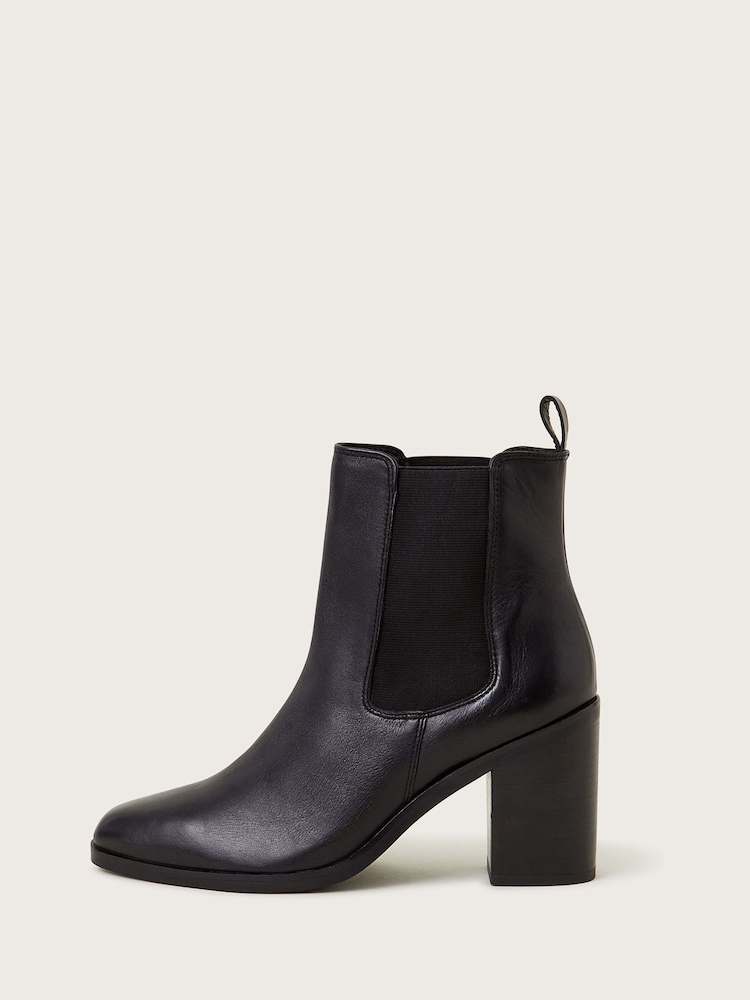 Monsoon Black Libby Leather Block Heels - Image 2 of 4