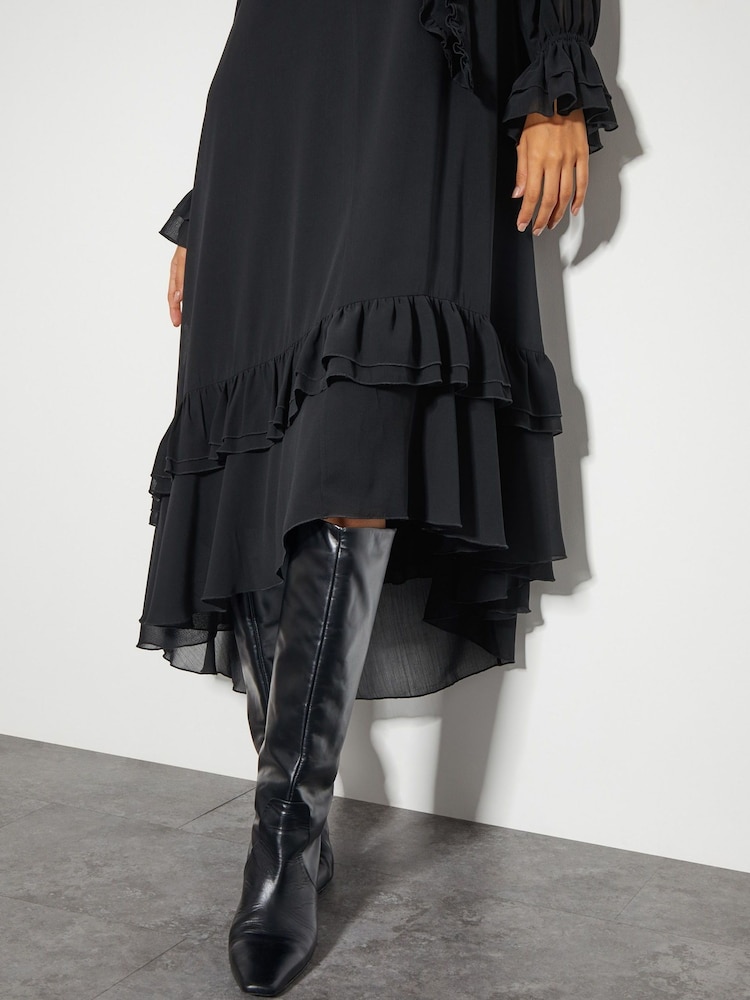 Monsoon Black Aurelia Long Sleeve Ruffle Midi Dress - Image 8 of 8 Monsoon Black Aurelia Long Sleeve Ruffle Midi Dress - Image 8 of 8