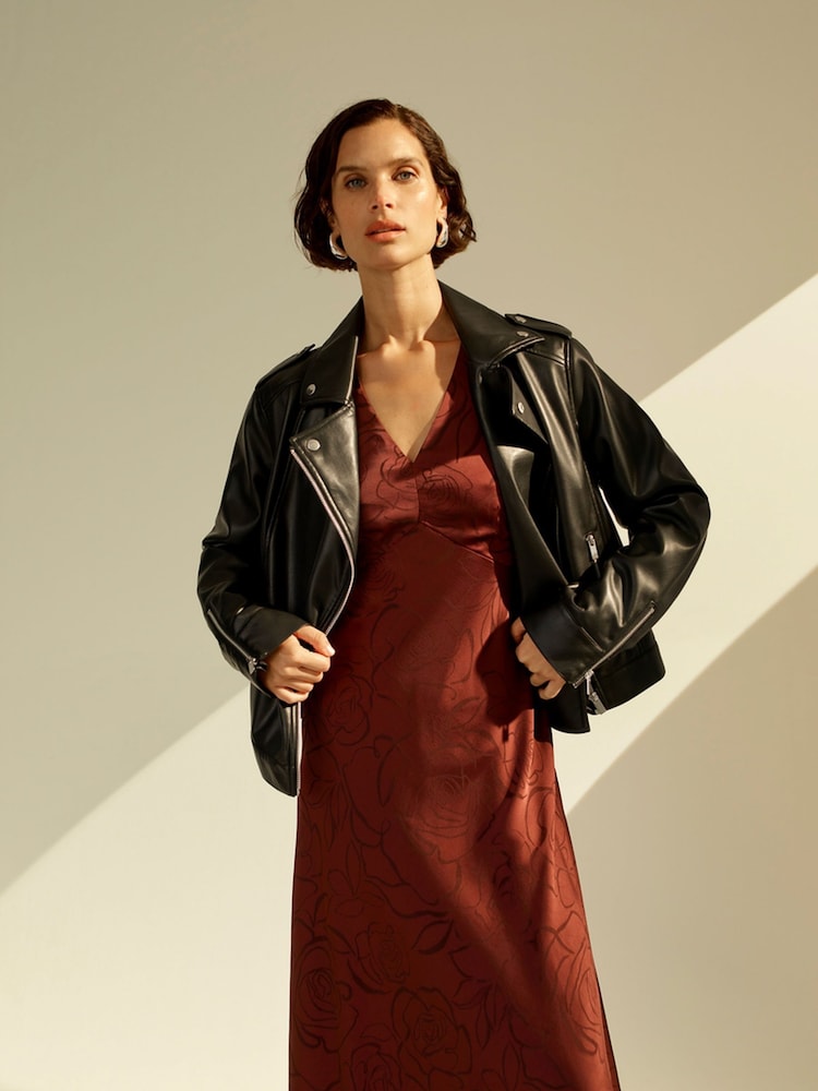 Monsoon Black Paloma Faux Leather Biker Jacket - Image 2 of 8