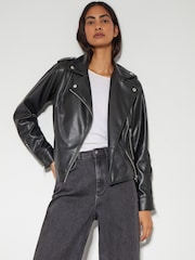 Monsoon Black Paloma Faux Leather Biker Jacket - Image 4 of 8