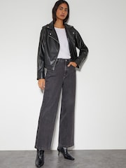 Monsoon Black Paloma Faux Leather Biker Jacket - Image 5 of 8