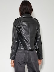 Monsoon Black Paloma Faux Leather Biker Jacket - Image 7 of 8