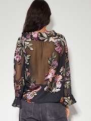 Monsoon Black Ariella Floral Devore Blouse - Image 4 of 4
