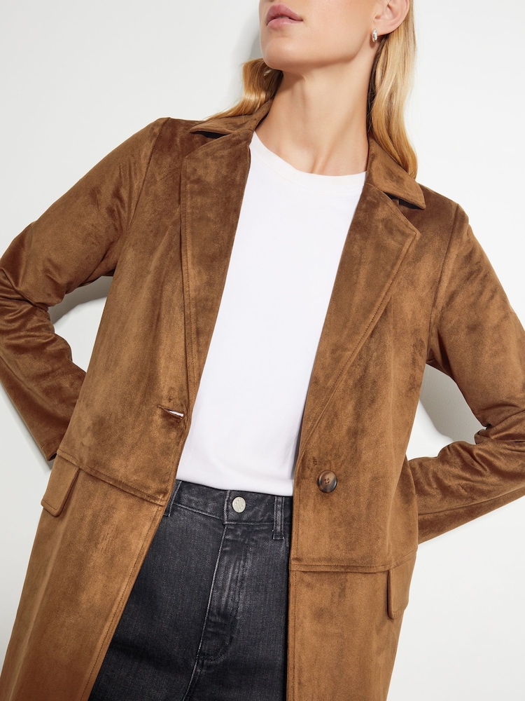 Monsoon Brown Tove Suedette Trench Coat - Image 4 of 4 Monsoon Brown Tove Suedette Trench Coat - Image 4 of 4