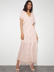 Monsoon Pink Renata Ruffle Maxi Dress - Image 1 of 5