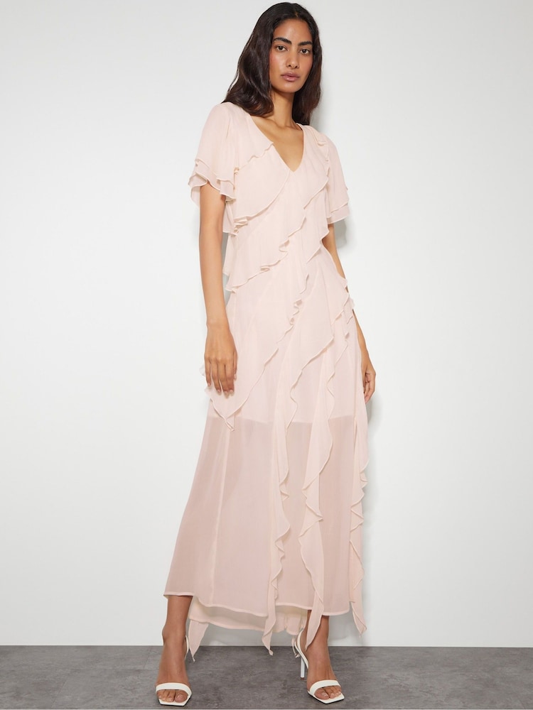 Monsoon Pink Renata Ruffle Maxi Dress - Image 1 of 5