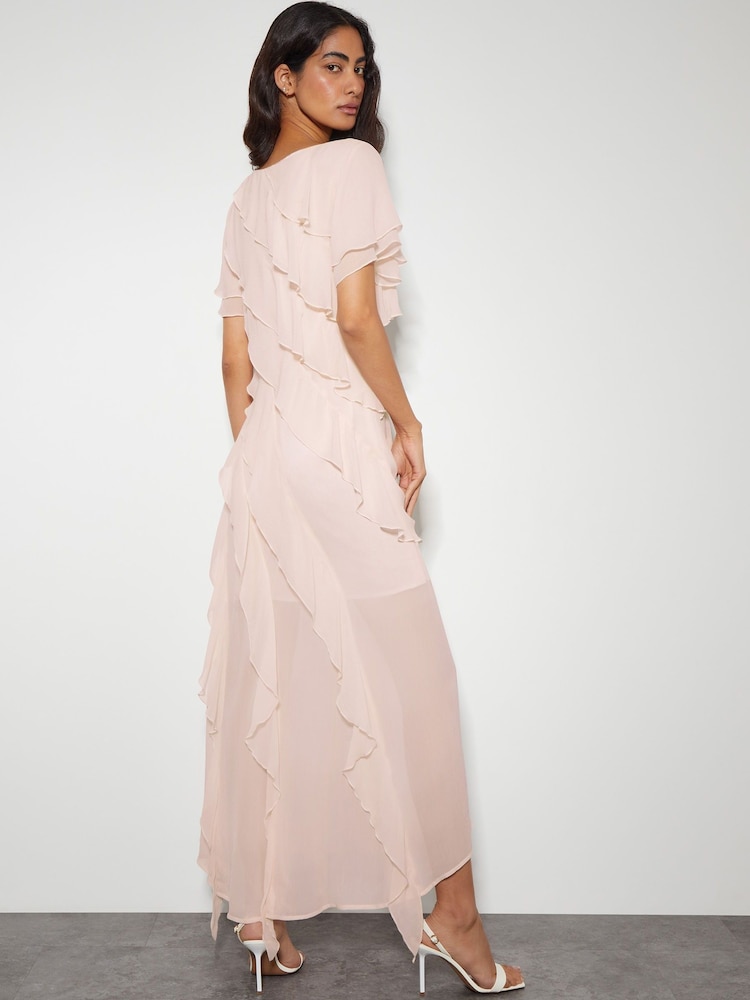 Monsoon Pink Renata Ruffle Maxi Dress - Image 4 of 5